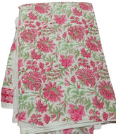 Indischer Baumwollstoff, Sommerkleider, Handblockdruck, Boho-Stoff, Gypsy-Stoff, Quilting-Baumwolle, rosa Blumendruck-Stoff Baumwolle